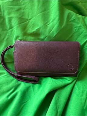 Leather Wristlet Phone Case - plum color